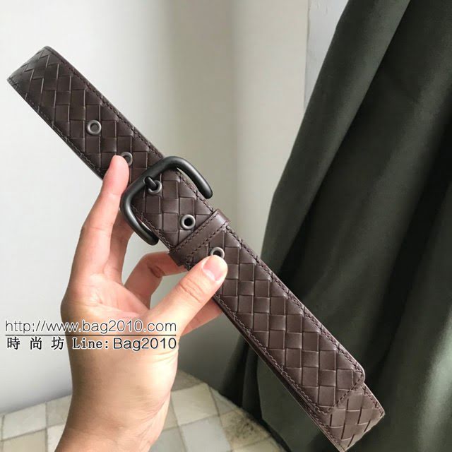 BV高端男士皮帶 寶緹嘉編織搭配槍色磨砂帶頭腰帶 寶緹嘉經典牛皮腰帶  jjp1531
